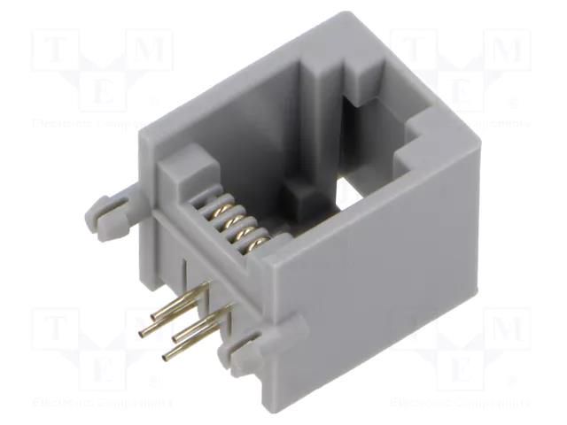 Connector: RJ11; socket; PIN: 4; 6p4c; on PCBs,PCB snap; THT ADAM TECH MTJ-642BX2