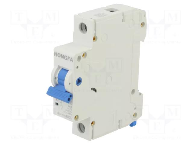 Circuit breaker; 230/400VAC; Inom: 2A; Poles: 1; Charact: B; 6kA HONGFA RELAY UEB6-63M/B021