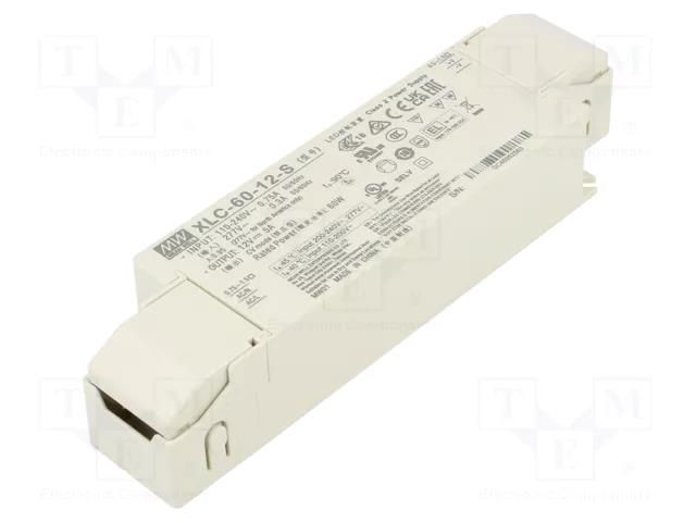 Power supply: switching; LED; 60W; 12VDC; 0÷5A; 155÷400VDC; XLC-60 MEAN WELL XLC-60-12-S