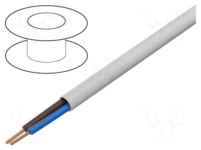 Wire; H03VV-F; 2x0.5mm2; stranded; Cu; PVC; white; 300V; Class: 5 HELUKABEL HELUKABEL-29737