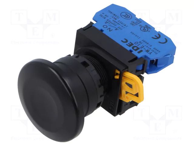 Switch: push-button; 22mm; Stabl.pos: 2; NO; black; none; IP65; YW IDEC YW1B-A4E10B