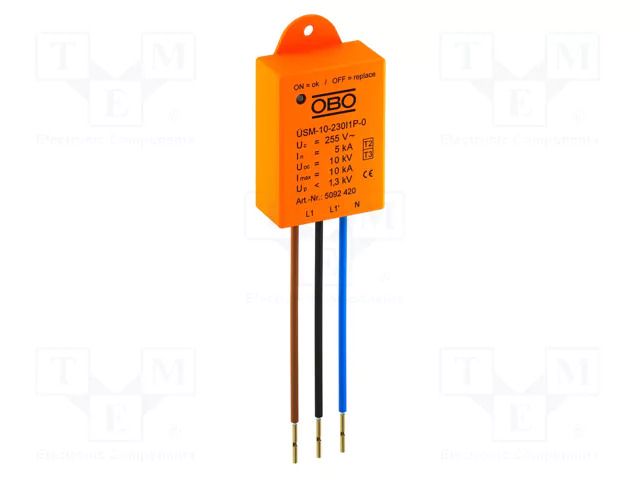 Surge arrester; Type 2+3; Poles: 1+N; 5kA; 255VAC; screw; -15÷60°C OBO BETTERMANN OBO-5092420