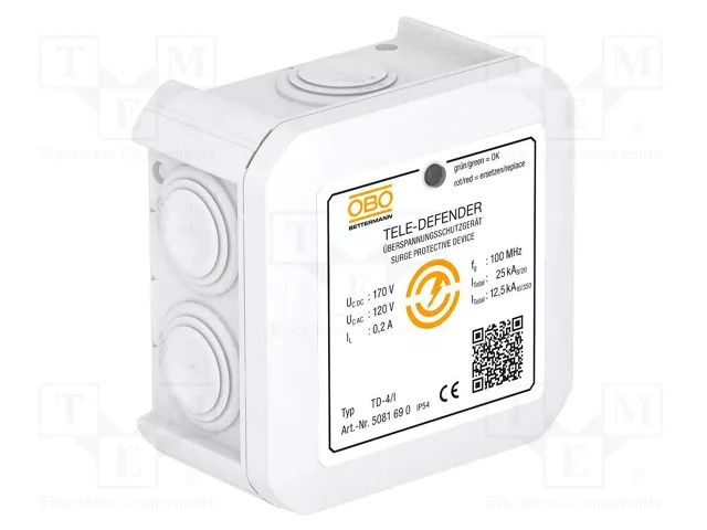 Surge arrester; Type 1+2+3; 10kA; 120VAC; wall mount; -40÷80°C OBO BETTERMANN OBO-5081690