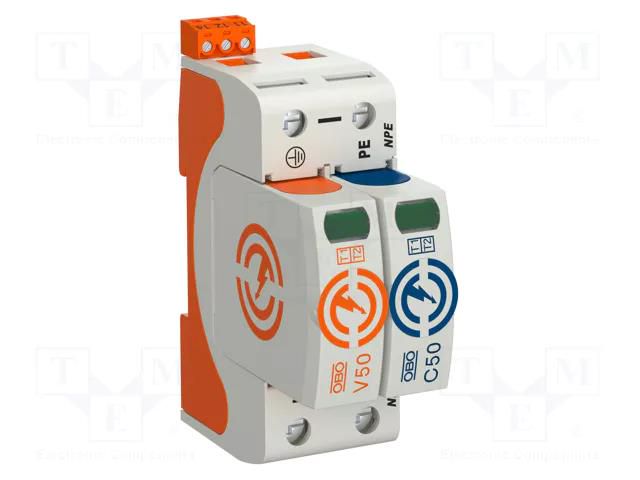 Surge arrester; Type 1+2; Poles: 1+NPE; 30kA; 280VAC; -40÷80°C OBO BETTERMANN OBO-5093531