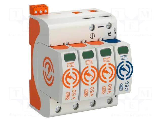 Surge arrester; Type 1+2; Poles: 3+NPE; 30kA; 280VAC; -40÷80°C OBO BETTERMANN OBO-5093533