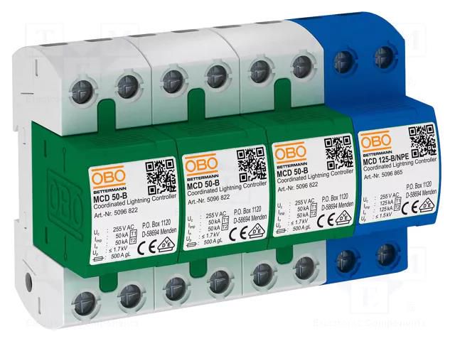 Surge arrester; Type 1+2; Poles: 3+NPE; 255VAC; -40÷80°C; IP20 OBO BETTERMANN OBO-5096879