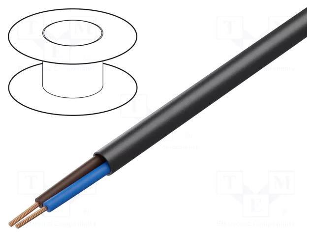Wire; H03VV-F; 2x0.75mm2; stranded; Cu; PVC; black; 300V; Class: 5 HELUKABEL HELUKABEL-29400