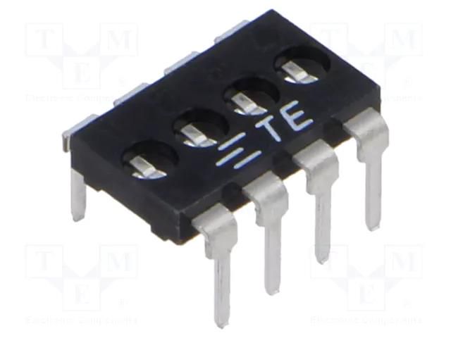 Switch: DIP-SWITCH; Poles number: 4; OFF-ON; Pos: 2; THT; tube TE Connectivity 1825190-3