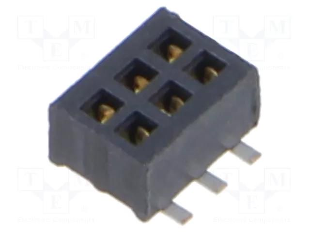 Connector: pin strips; socket; female; PIN: 6; vertical; SMT; 1.27mm SAMTEC CLP-103-02-F-D-BE