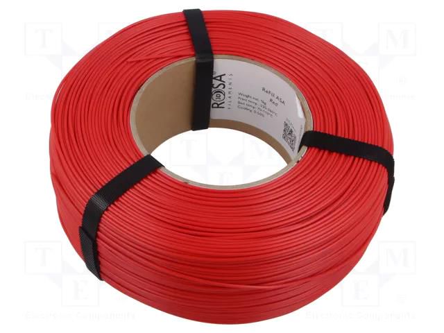 Filament: ASA; 1.75mm; red; 220÷250°C; 1kg; Table temp: 90÷110°C ROSA 3D ROS-23228