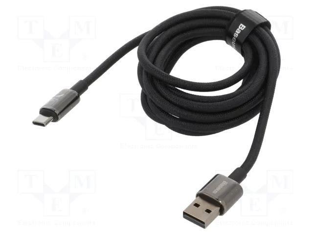 Cable; High Speed,USB 2.0; USB A plug,USB C plug; 2m; black; 100W BASEUS CAWJ000101