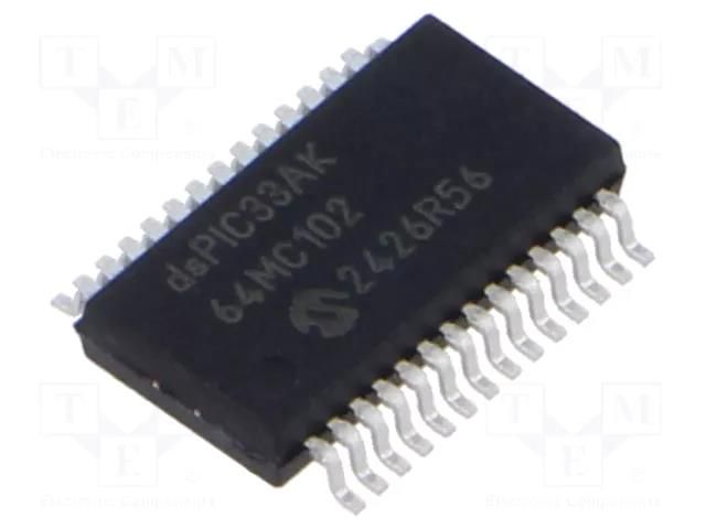 IC: dsPIC microcontroller; 64kB; 16kBRAM; SSOP28; 3÷3.6VDC; DSPIC MICROCHIP TECHNOLOGY 33AK64MC102-I/SS