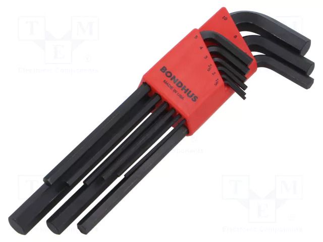 Wrench: hex key-set; ProTanium®,steel; long; GorillaProof®; 9pcs. BONDHUS BONDHUS-12199