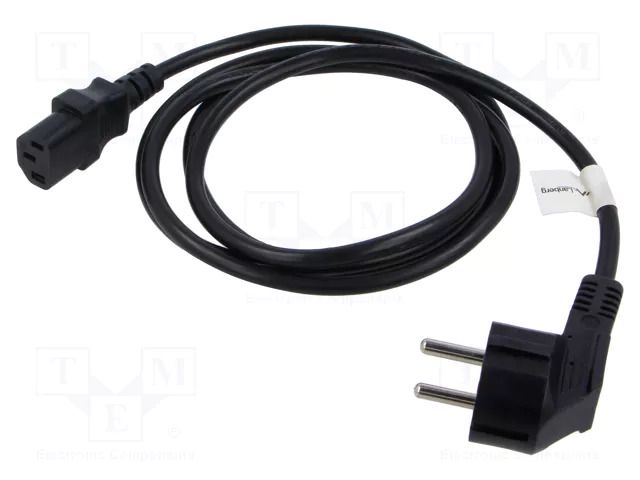 Cable; CEE 7/7 (E/F) plug angled,IEC C13 female; PVC; Len: 1.8m LANBERG CA-C13C11CC-0018BK