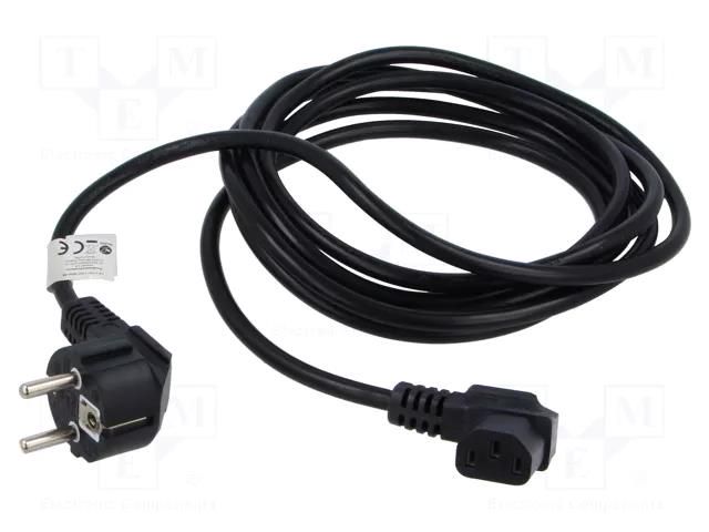 Cable; CEE 7/7 (E/F) plug angled,IEC C13 female angled right LANBERG CA-C13C12CC-0030BK