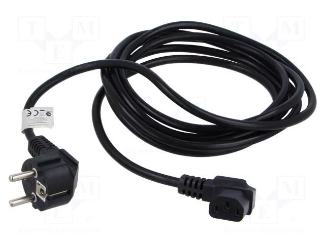 Cable; CEE 7/7 (E/F) plug angled,IEC C13 female angled right LANBERG CA-C13C12CC-0030BK