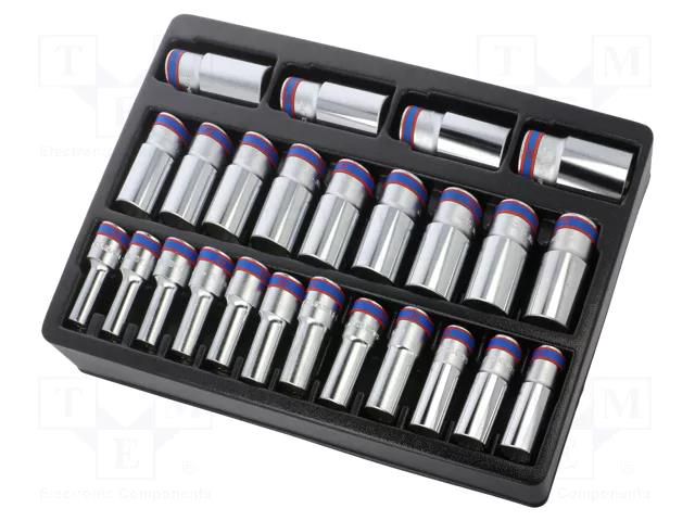 Wrench-set; 12-angles,socket spanner; Mounting: 1/2"; 25pcs. KING TONY KT-9-4235MR