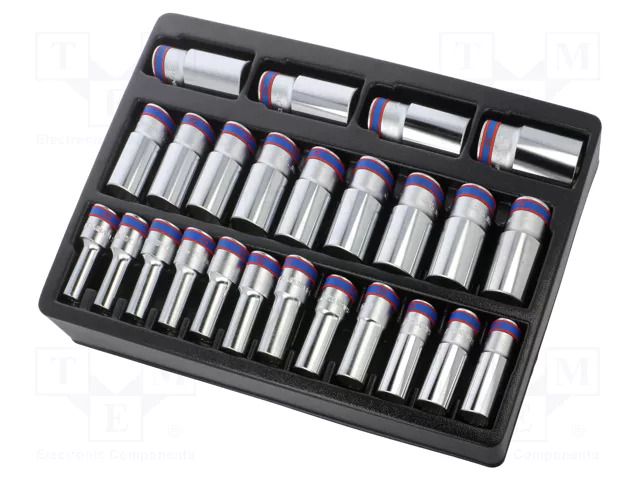 Wrench-set; 12-angles,socket spanner; Mounting: 1/2"; 25pcs. KING TONY KT-9-4235MR
