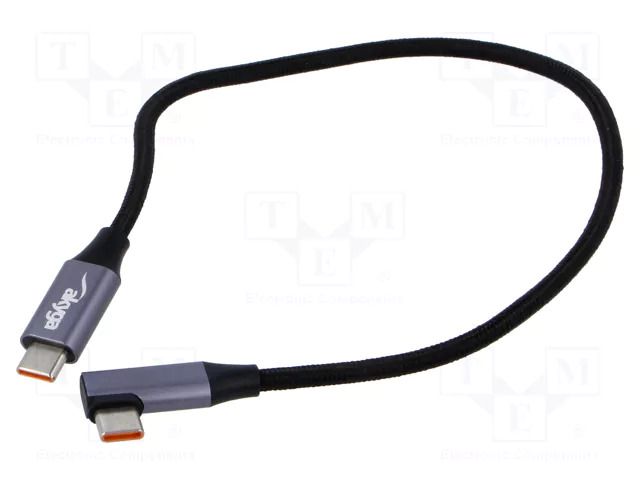 Cable; USB 2.0; USB C plug,USB C angled plug; nickel plated AKYGA AK-USB-53