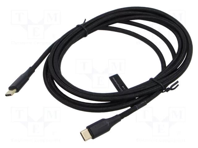 Cable; USB 2.0; USB C plug,both sides; nickel plated; 2m; black VENTION TAUBH