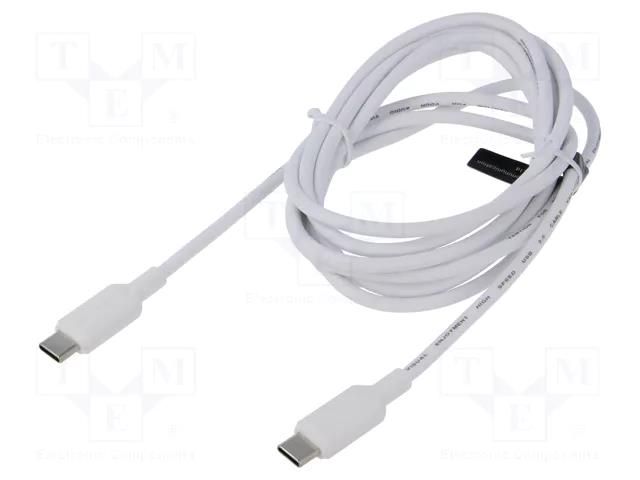 Cable; USB 2.0; USB C plug,both sides; nickel plated; 2m; white VENTION TRCWH