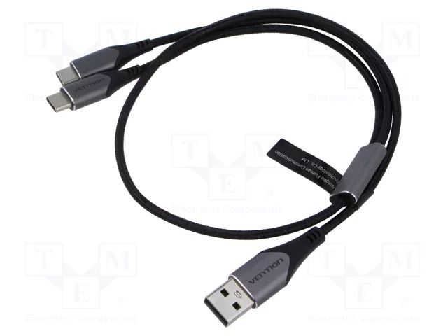 Cable; USB 2.0; USB A plug,USB C plug x2; nickel plated; 1m; 60W VENTION CQOHD