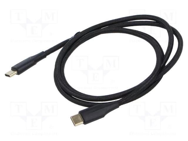Cable; USB 2.0; USB C plug,both sides; nickel plated; 1m; black VENTION TAUBF