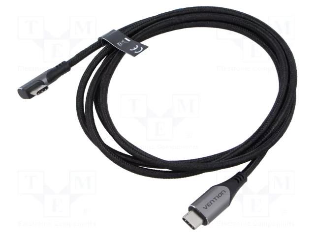 Cable; USB 2.0; USB C plug,USB C angled plug,both sides; 1.5m VENTION TRAHG