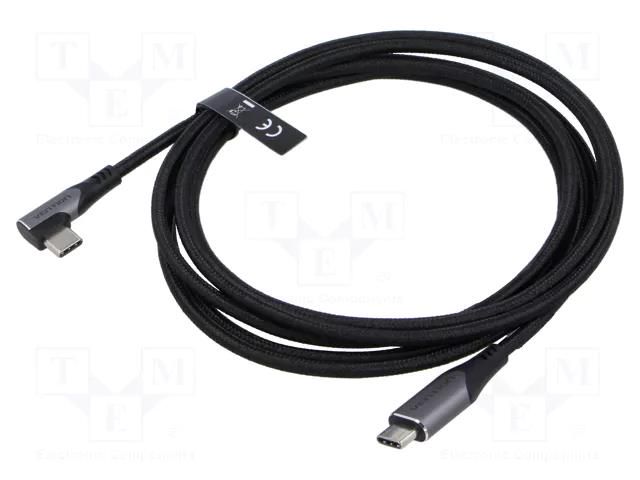 Cable; USB 2.0; USB C plug,USB C angled plug,both sides; 2m VENTION TRAHH