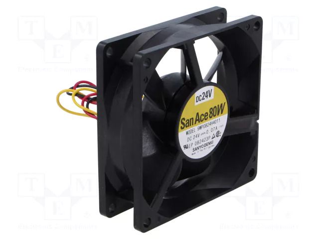Fan: DC; axial; 24VDC; 80x80x25mm; 61.8m3/h; 29dBA; ball; 2900rpm SANYO DENKI 9WP0824H4011