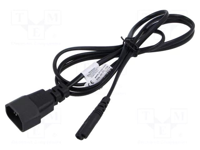 Cable; 2x0.5mm2; IEC C14 male,IEC C7 female; PVC; 1.5m; black AKYGA AK-PC-15A