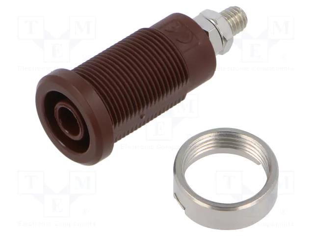 Connector: 4mm banana; socket; 36A; 1kV; brown; nickel plated ELECTRO-PJP PJP3265-I-BN