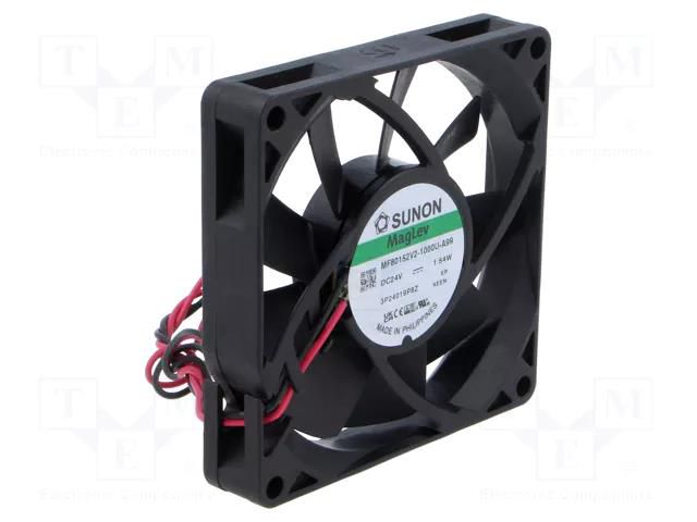 Fan: DC; axial; 24VDC; 80x80x15mm; 57.06m3/h; 33.6dBA; Vapo; 3100rpm SUNON MF80152V2-A99-A