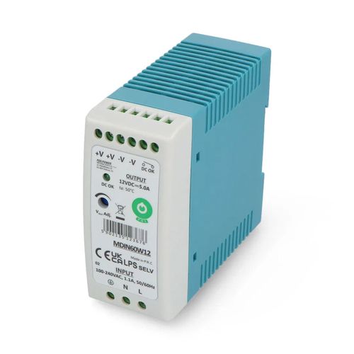 Power supply MDIN60W12 for DIN rail - 12V / 5A / 60W WAK-11426 5902135123676
