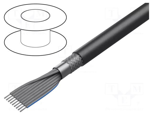 Wire: ribbon; round; 1.27mm; stranded; Cu; PVC; black; 30.5m HARTING 09180407007