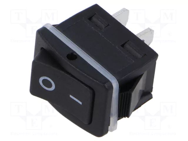 ROCKER; SPST; Pos: 2; ON-OFF; 16A/250VAC; black; none; 20mΩ; UL94V-2 CANAL ELECTRONIC MR2110C5WNBBQ29NC