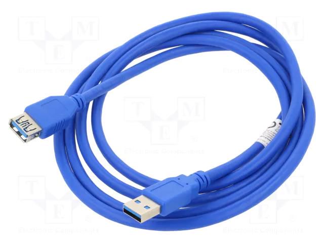 Cable; USB 3.0; USB A socket,USB A plug; gold-plated; 1.8m; blue LANBERG CA-US3E10CC-0018B