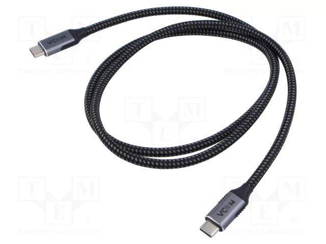 Cable; USB 3.2; USB C plug,both sides; 1m; black; 20Gbps; textile VCOM CU420M-1.0