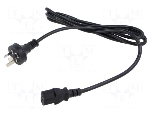 Cable; 3x0.75mm2; AS/NZS 3112 (I) plug,IEC C13 female; PVC; 1.8m POS POSAC-C13AS/NZS18