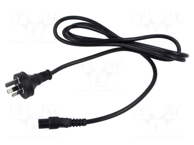 Cable; 3x0.75mm2; AS/NZS 3112 (I) plug,IEC C5 female; PVC; 1.8m POS POSAC-C5AS/NZS18