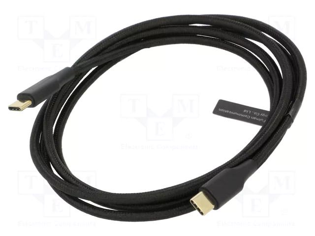 Cable; USB 2.0; USB C plug,both sides; nickel plated; 1.5m; black VENTION TAUBG