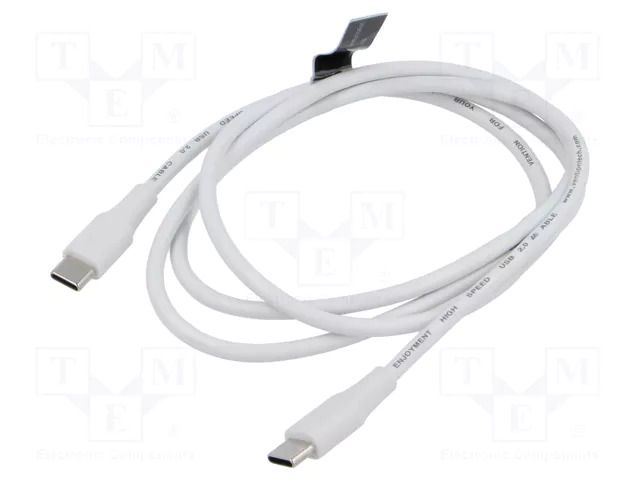 Cable; USB 2.0; USB C plug,both sides; nickel plated; 1m; white VENTION TAXWF