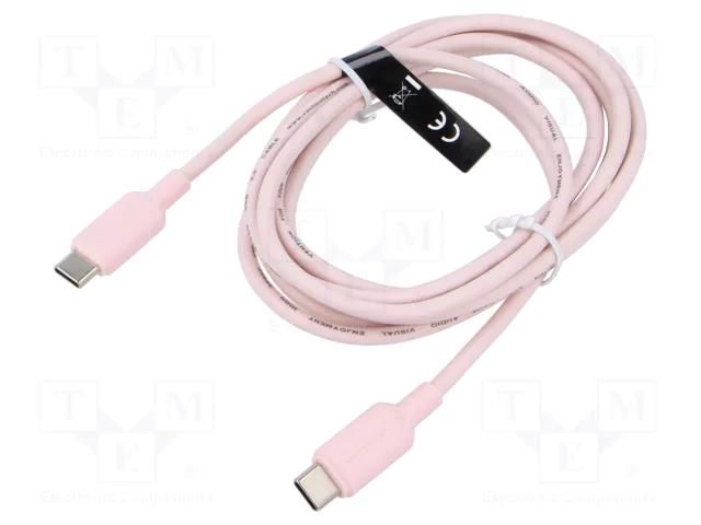 Cable; USB 2.0; USB C plug,both sides; nickel plated; 2m; pink VENTION TRCPH