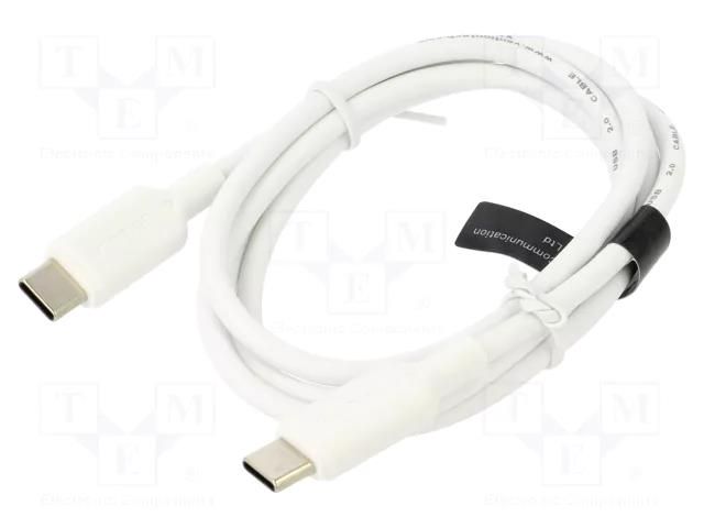 Cable; USB 2.0; USB C plug,both sides; nickel plated; 1m; white VENTION TRCWF