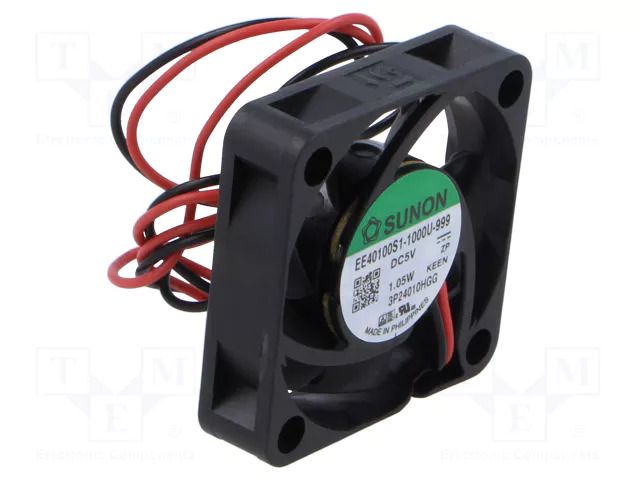 Fan: DC; axial; 5VDC; 40x40x10mm; 28.2dBA; slide; 7300rpm SUNON EE40100S1-999-A