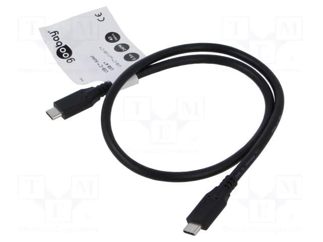 Cable; USB 4.0; USB C plug,both sides; 0.5m; black; 4K,8K,HDR; PVC GOOBAY GOOBAY-74182