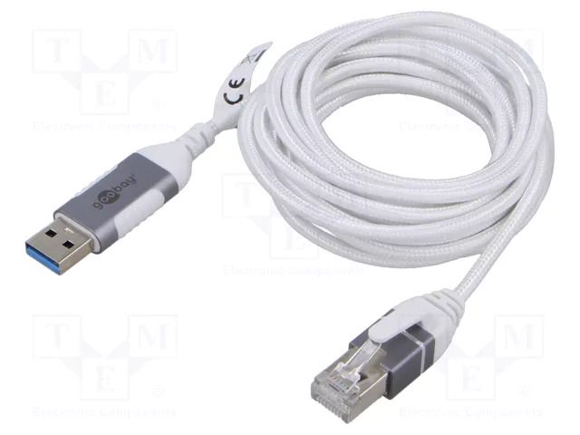 Cable; slim,USB 3.0; RJ45 plug,USB A plug; nickel plated; 3m GOOBAY GOOBAY-74380