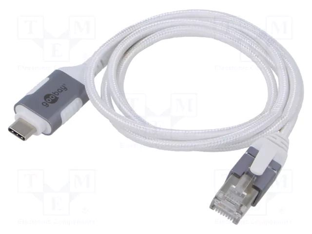 Cable; slim,USB 3.1; RJ45 plug,USB C plug; nickel plated; 1m GOOBAY GOOBAY-74385
