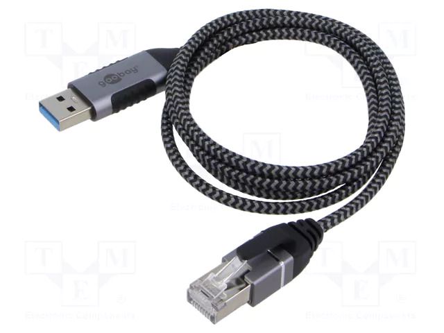 Cable; slim,USB 3.0; RJ45 plug,USB A plug; nickel plated; 1m GOOBAY GOOBAY-74393
