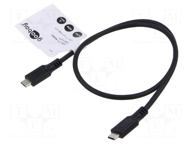 Cable; USB 3.2; USB C plug,both sides; 0.5m; black; 5Gbps; PVC; 60W GOOBAY GOOBAY-74698
